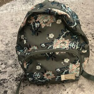 Roxy Floral Backpack - Dark Green and Light Pink